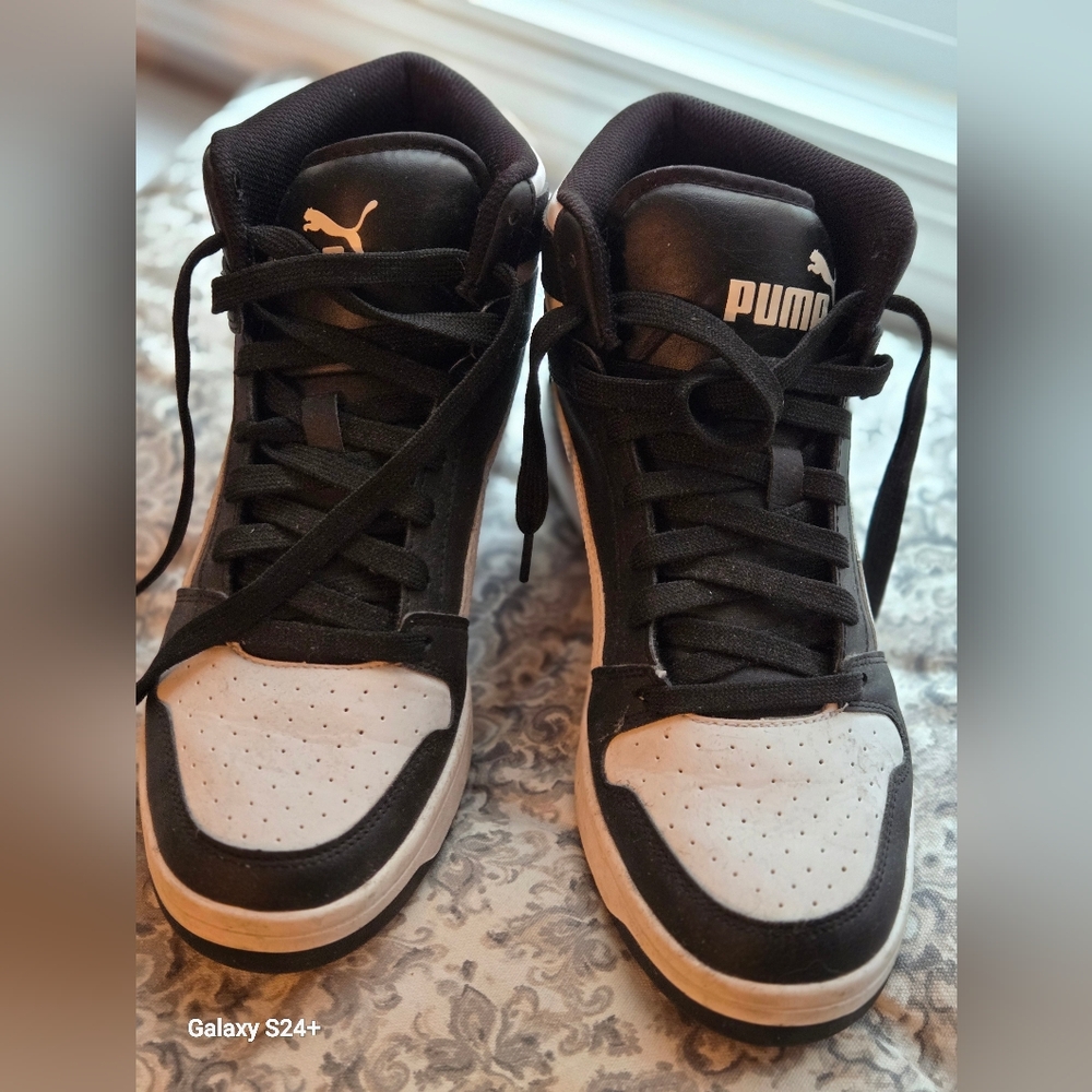 Puma Black and White High-Top Sneakers
